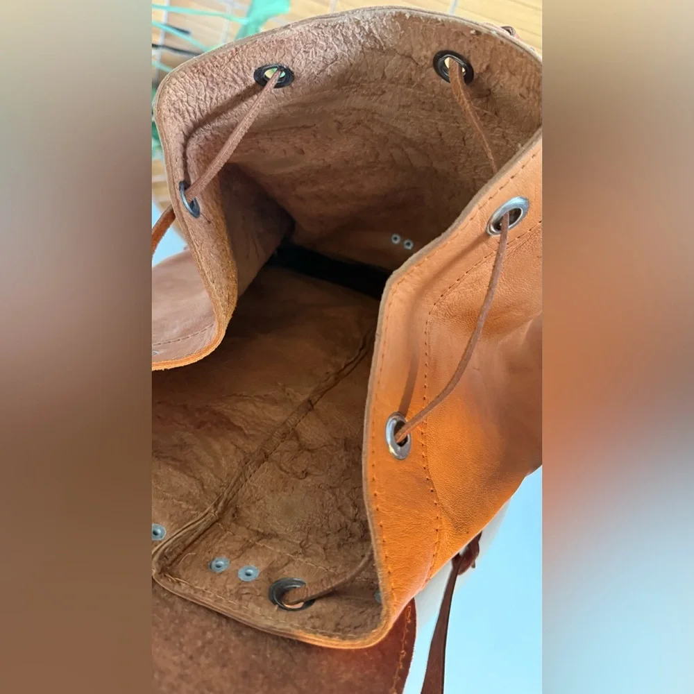 Cowhide Leather Handmade Large Backpack